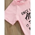 thumbnail image 5 of Toddler Baby Girl 2Pcs Outfit 1T 2T 3T 4T 5T Short Sleeve Letter T Shirts Tops +Solid Color Shorts Set Summer Clothes, 5 of 7