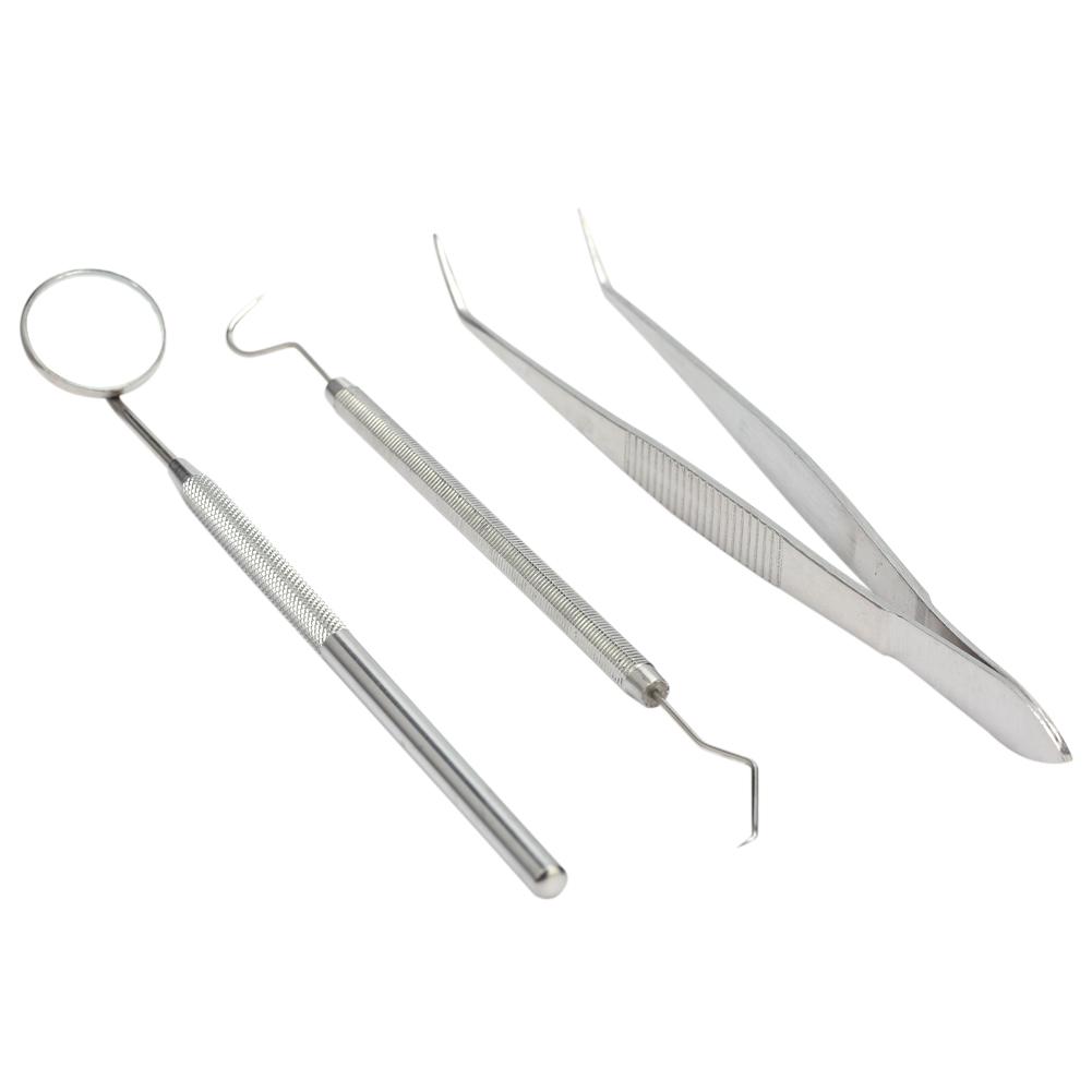 LYUMO 3pcs/set Stainless Steel Dental Tool Mouth Mirror Probe Plier