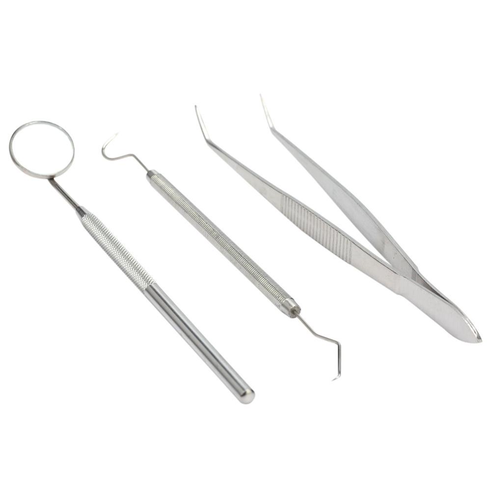 LYUMO 3pcs/set Stainless Steel Dental Tool Mouth Mirror Probe Plier