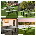 thumbnail image 6 of Patiojoy Outdoor Picnic Table Bench Set Patio Camping Table w/Steel Frame & Wood Texture Tabletop for Garden White, 6 of 10