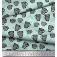thumbnail image 3 of Soimoi Green Velvet Fabric Life Begins After Coffee Text Printed Craft Fabric by the Yard 58 Inch Wide, 3 of 5
