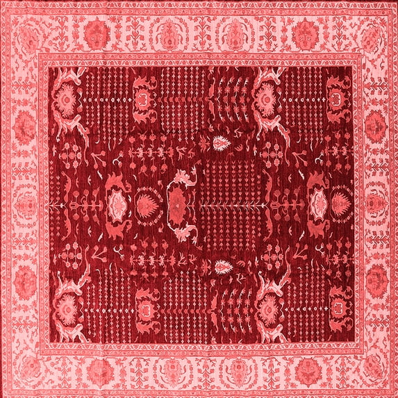 Ahgly Company Indoor Square Oriental Red Industrial Area Rugs, 4' Square