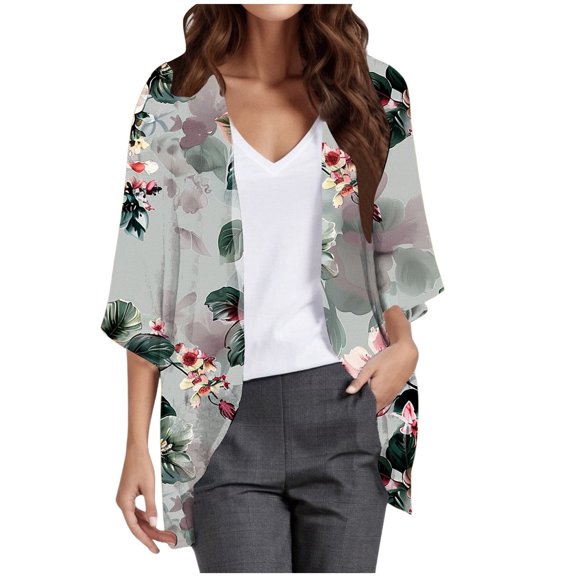 Women's Casual J Fashion Print Lightweight And Comfortable Beach Vacation Chiffon Cardigan Sun Cardigan Sun Shirt Women Uv Protection Shirts for Women