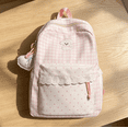 thumbnail image 4 of Women Cute Plaid Lace Trim Backpack, Plaid Fabric Bookbag, 16.53In X 12.20In X 4.72In With Puppy Motif For Work & Weekend Outings (Pink), 4 of 5