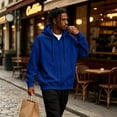 thumbnail image 5 of Mens Fleece Hoodie Full Zip Hooded Sweatshirt Big and Tall Long Sleeve Oversized Solid Color Casual Jacket Front Pockets, 5 of 9