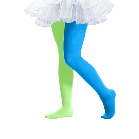 dazeni Tights for Girls Color Block Ballet Leggings Ultra-Soft Footed Dance Stockings School Uniform Tight Carnival Outfits for Play Clothes Green 2-8 Years