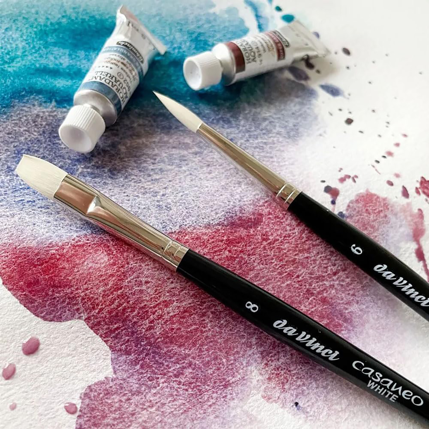 da Vinci CASANEO White for Schmincke Horadam, Synthetic, Watercolor, Series 5391, 2 Brush Set
