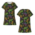 thumbnail image 5 of Salouo Mardi Gras Surface Print Short Sleeve Sleepshirt for Womens Comfy Nightgown Scoopneck Cute Nightdress Ruffle -Small, 5 of 7