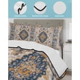 thumbnail image 4 of Quilts Queen Size, Boho Chic Ethnic Soft Comforter Bedding Set for Bed, Orange Blue Vintage Tribes Lightweight Quilted Bedspread with Pillow Cover(2 Pieces) for All Season, 90x96 Inch, 4 of 6