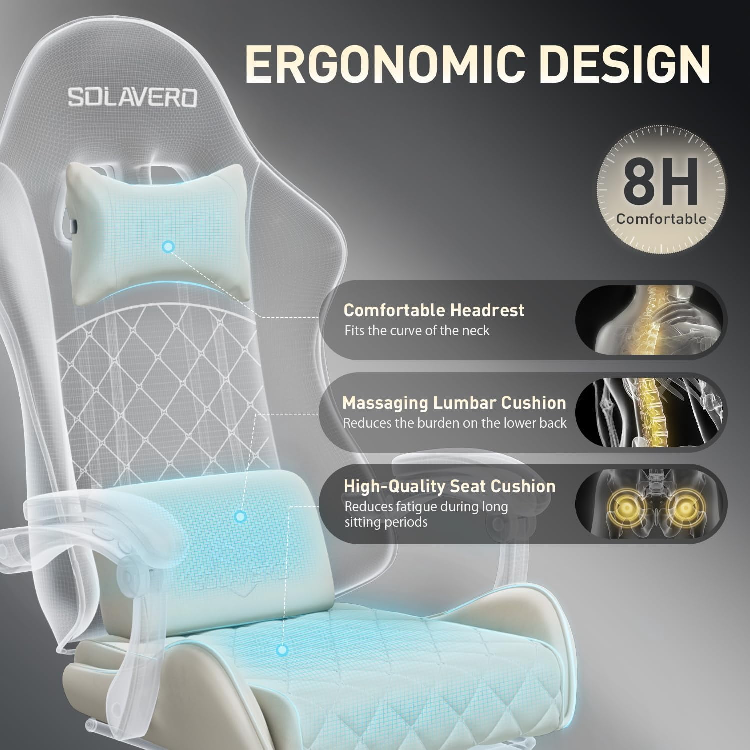 HLDIRECT Gaming Chair, Ergonomic Fabric Gamer Chair, Video Game Chair with Footrest and Massage Lumbar Cushion, Computer Office Chair