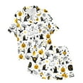 thumbnail image 4 of oqasdz Halloween Pajamas Women Ghost Pumpkin Printed Lapel Button Short Sleeve Shirts and Shorts Soft Nightwear Sleepwear, L, 4 of 7
