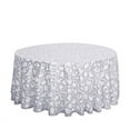 BalsaCircle 120" Silver Embroidered Leaves Sequined Sheer Tulle Round ...