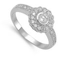thumbnail image 4 of Round Clear Cubic Zirconia Bridal Halo Ring .925 Sterling Silver Band White Jewelry Female Size 8, 4 of 4