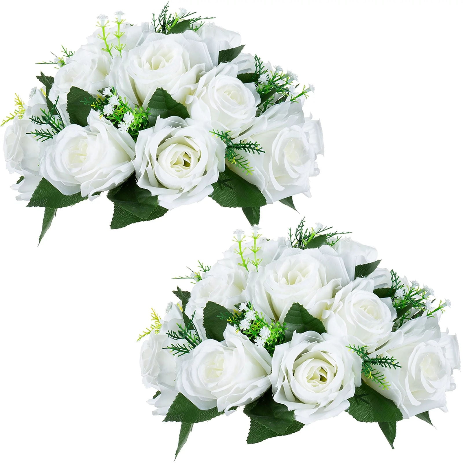 2-Pack Milk White Simulation Silk Flower Ball – Miyuadkai Road Flower Main Table Decoration for Wedding Car Staircase, Wedding Supplies Props, Faux Floral Balls