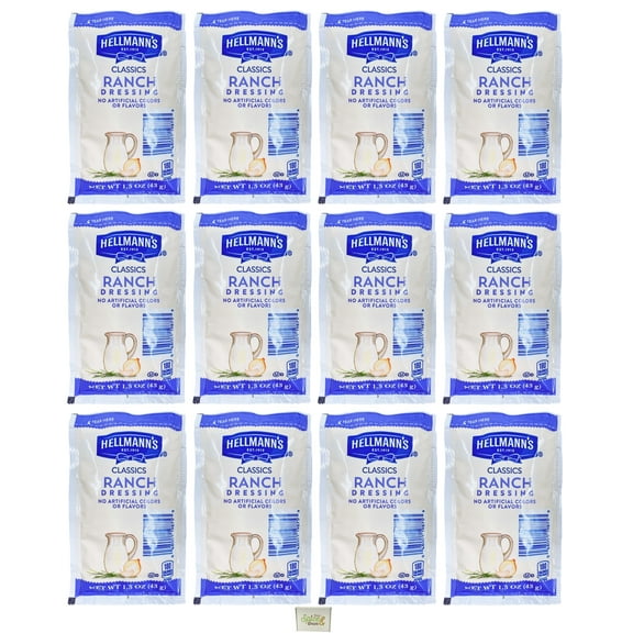 Hellmann's Classic Ranch Dressing 1.5 oz. Packet | No Artificial Color or Flavor | 12 pack