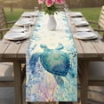 thumbnail image 4 of Teal Sea Turtle Table Runner 36 Inches, Summer Coastal Coral Ocean Linen Texture Bed Runner Dresser Scarves Tabletop for Indoor Outdoor Parties/Ceremony/Banquet, 13"x 36", 4 of 9