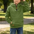 thumbnail image 3 of Boys Quarter Zip Trendy Hoodie Front Pocket Warm Casual Long Sleeve Kids Fall Pullover Sweatshirt Army Green 8, 3 of 8