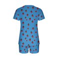 thumbnail image 7 of Women's Pajamas Sets Short Sleeve Lounge Sets Sleepwear Strawberry T-Shirts Shorts Casual Two Piece Pjs Set, M, 7 of 7