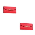 thumbnail image 3 of Qarigey Cartera de cuero para mujer, botón a presión de repuesto, carpeta de fotos de Color sólido, monedero para mujer, Notecase, regalo de Rojo Tipo 2 2piezas, 3 of 6