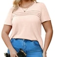 thumbnail image 4 of Solid Color Plus Size Women Short Sleeve Crew Neck Casual Pleated Tee Shirt, 4 of 6