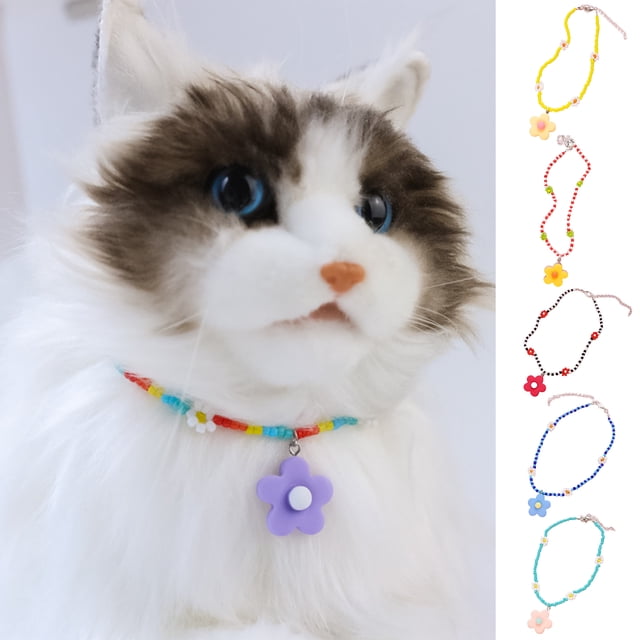 Collar AURORA TRADE para mascotas, decoración floral, colores contrastantes, para boda, para perros, gatos, perros pequeños, disfraz (M/S)