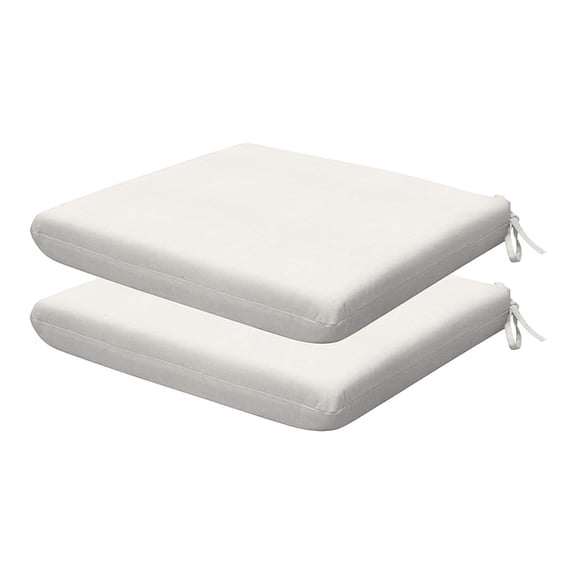 Outdoor Set of 2 Seat Pads, 18 x 17.5, Textured Solid Bone Universal Chair Cushions for Patio Furniture