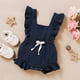 thumbnail image 2 of Younger Tree Mameluco Sin Mangas Con Volantes Para Niña Pequeña, Mono Informal De Verano, Ropa De Lino De Algodón (Azul 3-6 Meses), 2 of 5