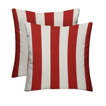 RSH Décor Indoor Outdoor Set of 2 Pillows 20" x 20", Red & White Stripe