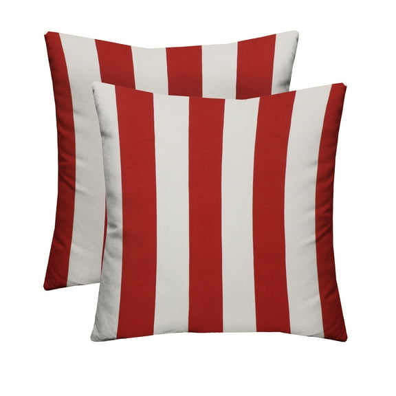 RSH Décor Indoor Outdoor Set of 2 Pillows 20" x 20", Red & White Stripe