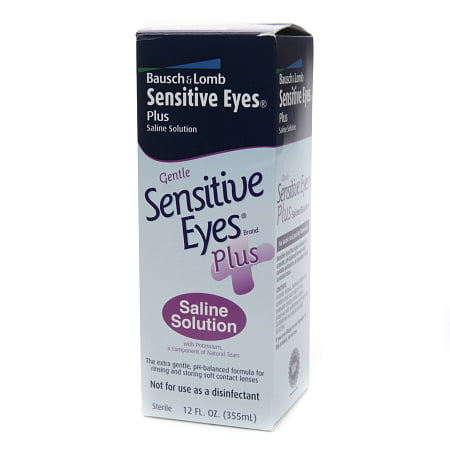 Yeux sensibles Solution Saline Plus pour les lentilles de contact souples, avec le potassium 12 fl oz (paquet de 4)