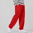 thumbnail image 2 of Leidass Mens Fleece Lined Jogger Sweatpants Elastic Drawstring Waist Cuffed Ankle Solid Casual Athletic Pants with Side Pockets Red M, 2 of 5