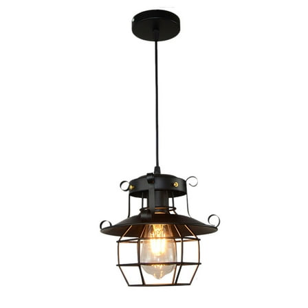 Industrial Pendant Light Matte Black Caged Light Fixture Kitchen Island Hanging Lamp Metal Chandelier