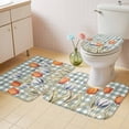 thumbnail image 4 of Orange Blue Tulip Bathroom Rugs Set Farm Watercolor Flower Butterfly Green Leaf Green Plaid Non Slip Absorbent Bath Mats 3 Piece Set, U-Shaped Floor Mat, Toilet Seat Cover Large Size, 4 of 9