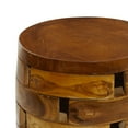 thumbnail image 5 of DecMode Brown Contemporary Round Stacked Brick Style Wood Accent Table, 14"W x 18"H, 5 of 13