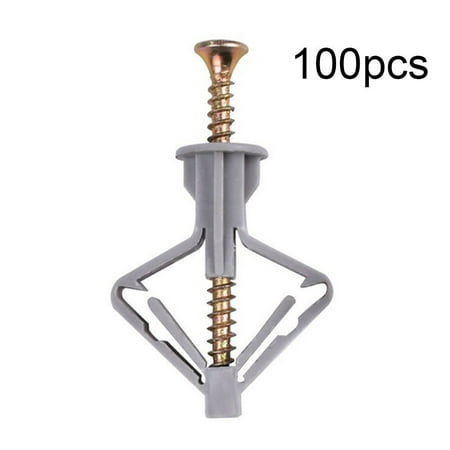

100Pcs Expansion Drywall Anchor Kit With Screws Self Drilling Wall Pierced