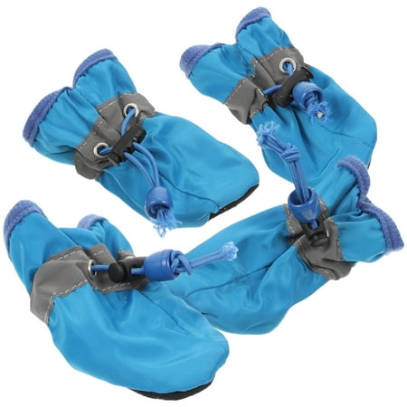 WHAMVOX 4 Pcs Dog Booties Shoes for Medium Dogs Waterproof Boots Blue