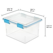 Sterilite Gasket Box, 32 Quart Clear Weather-Resistant Plastic File Storage Bin with Gasket Seal and Latch Lid, Blue