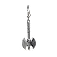 thumbnail image 6 of Gothic Executioner's Axe and Skull Silver Finish Medieval Renaissance Earrings Real Metal #412, 6 of 6