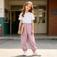 thumbnail image 4 of FRSASU Kids Quick Dry Parachute Pants Full Length Elastic Waist Strip Baggy Sports Hiking Trousers with Pockets Pink, 4 of 8