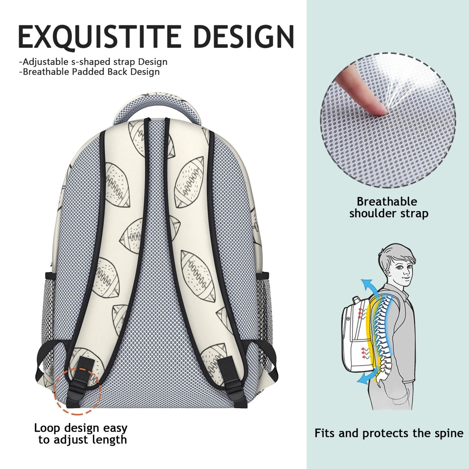 Team Spirit Waterproof Backpack - Ergonomic Student Backpack for Baseball, Football, Soccer Fans - Breathable & Durable Design for Teens