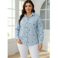 thumbnail image 5 of SOMER Womens Tops Fall Long Sleeve Blouse Heart Print Casual Button Down Shirts Collared Plus Size Tops Blue, 5 of 8