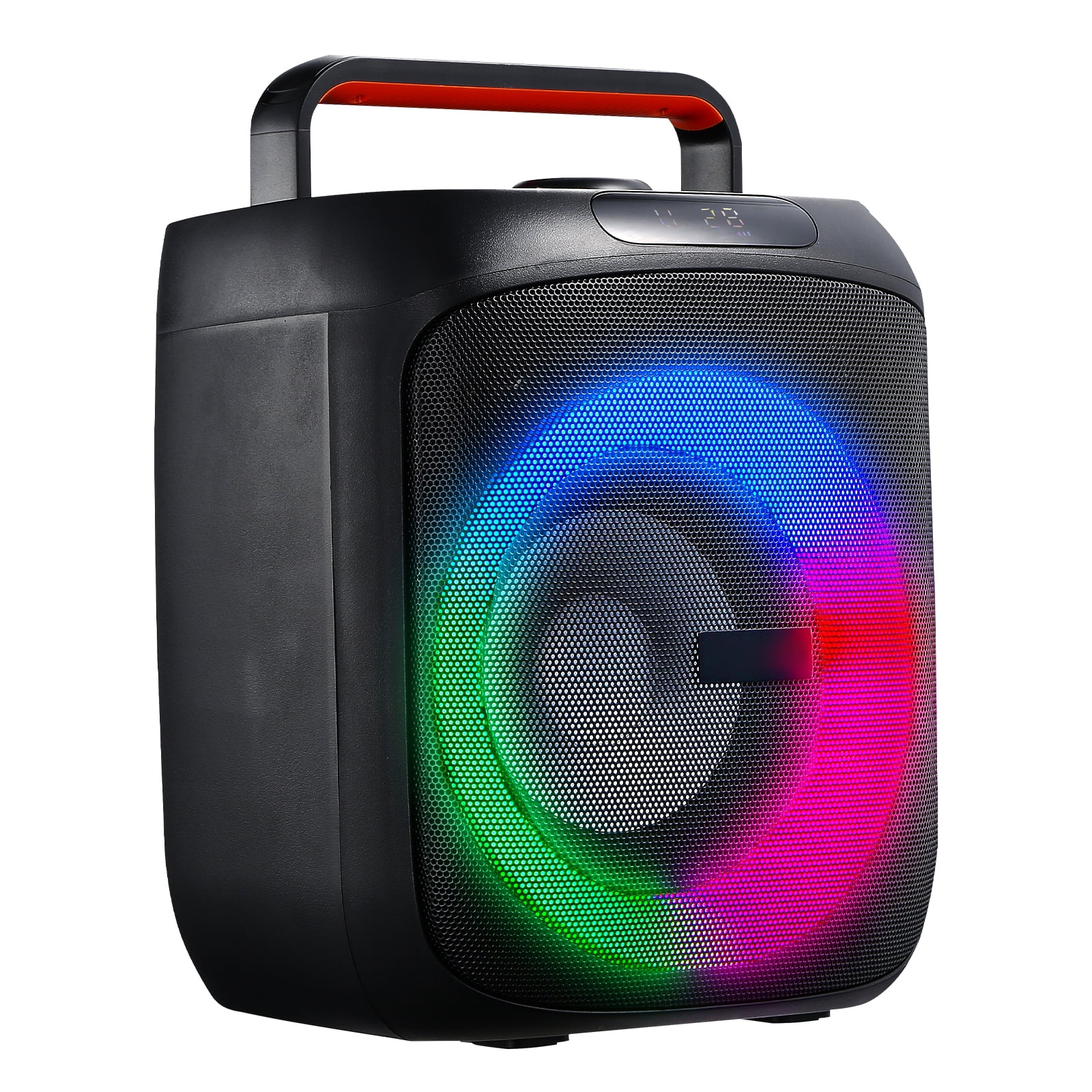 KFFKFF Portable Karaoke Machine for Adults, 30W Speaker with 6.5-inch Bluetooth Connectivity, Includes 2 Wireless Microphones, LED Lighting, TWS Capability, Handle, Supports Micro TF Card, USB