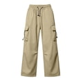 thumbnail image 6 of Rhuody Womens Pants Wide Leg Loose Fit Elastic Waist Solid Color Trousers With Pocket Charm Bottoms 2Xl Khaki, 6 of 6
