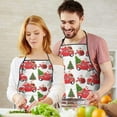 thumbnail image 4 of Red Christmas Car Pattern Apron-Garden Aprons for Women with Pockets-Cotton Linen Waterproof Kitchen Cooking Gardening Aprons Adjustable for Kitchen,Cooking,BBQ and Salon 33"x27", 4 of 7