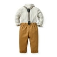 thumbnail image 3 of Hiijoy Infant Boys Suit Long Sleeve Striped Shirt Suspenders Pants Outfits, Sizes 18-24M, 3 of 8