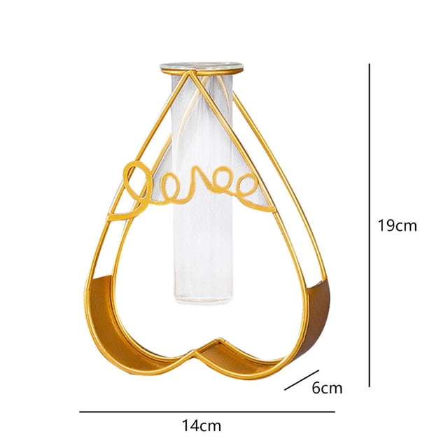 Jarrón Para Colgar En La Pared, Contenedor Hidropónico De Vidrio De Hierro Dorado Decorativo, Estantes De Flores De Estrella De Amor, Decoración Geométrica Para El Hogar, Contenedor Hidropónico Eigraketly HA023750-00