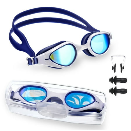 

Silicone Swimming Goggles No Leaking Anti-fog Sun Protection Eyewear for Adult Men Women Blue