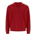 thumbnail image 6 of Miluxas Men's Quarter Zip Pullover Mock Neck Lightweight Sweatshirt Long Sleeve Polo Shirt Business Casual Pullover Top Red, 6 of 7
