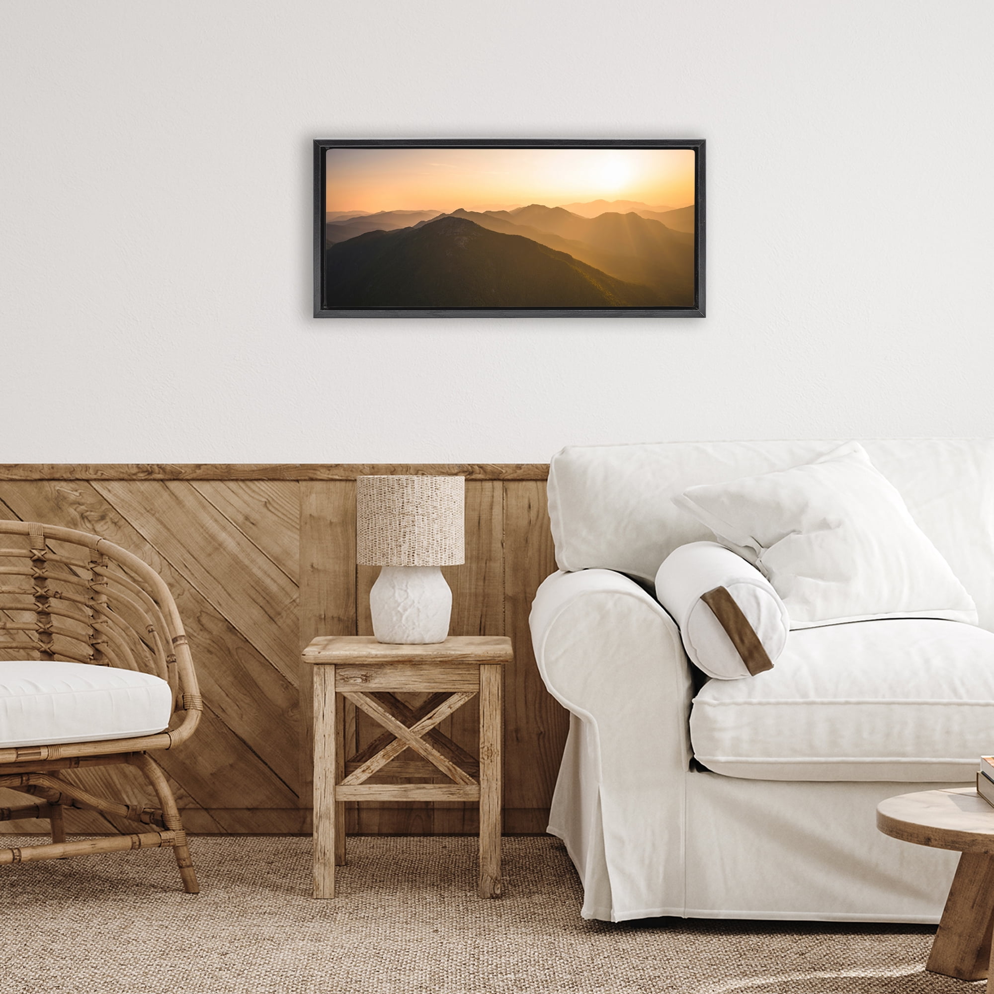 Stupell Industries Sunrise Over The Adirondacks Black Framed Floater Canvas Wall Art, design by Jonathan Zaharek