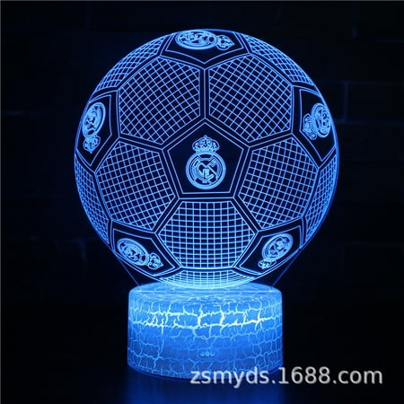 

Kids Night Lights 3D Football Birthday Christmas Valentine s Day Gifts for Sports Fans Boys Girls Black base: three colors + touch （MY-393）